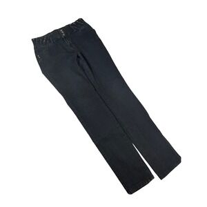 Tush Push Jeans Black Wash Embellished Embroidered Waist Y2K SZ 15 Straight Leg